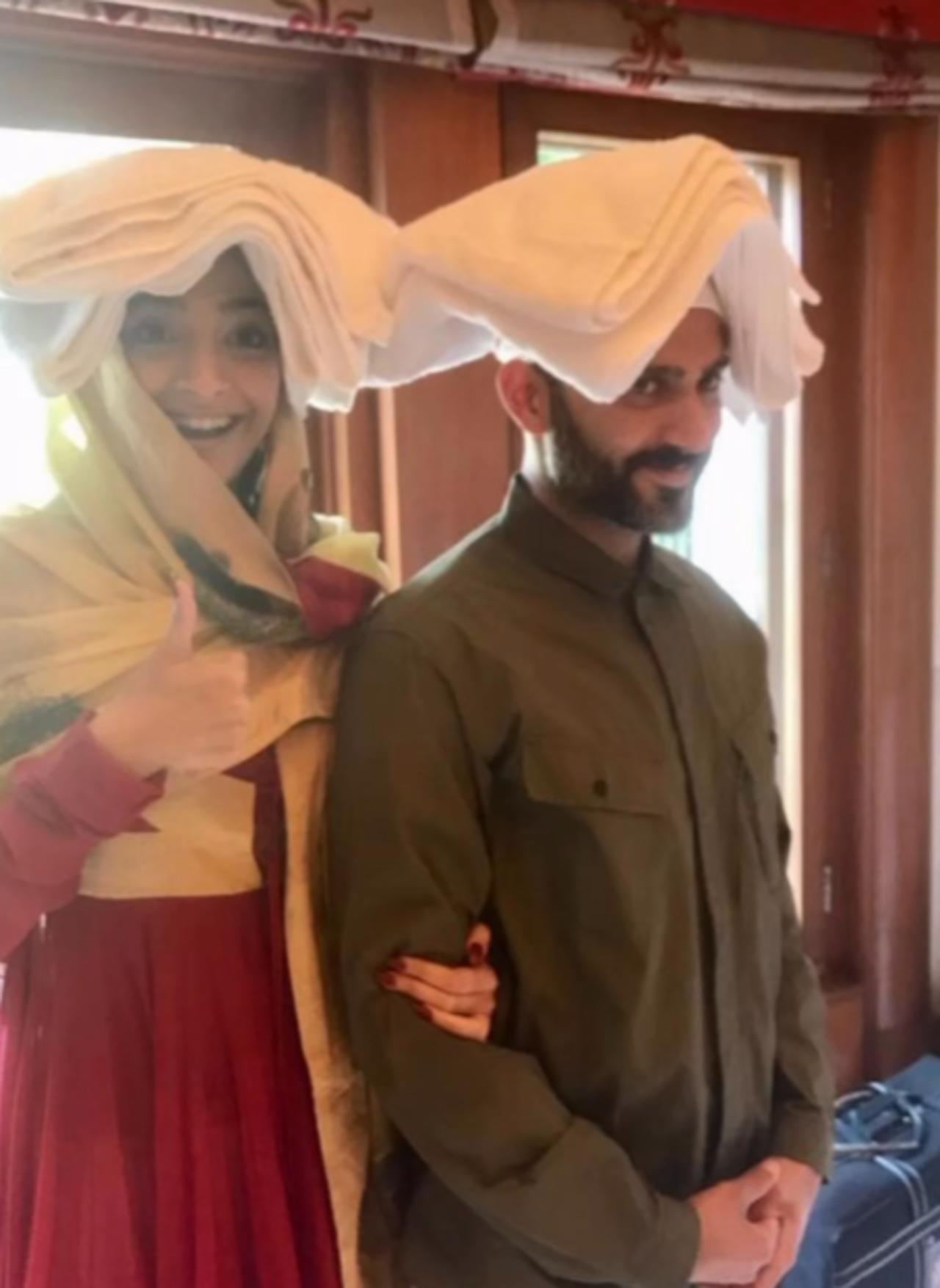 Meanwhile, Sonam shared a video which included this goofy picture of them with towels placed over their heads, as they enjoy a hillarious moment.